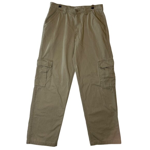 Vtg 90s LEVI'S Silvertab Mens Khaki Cargo Pants Size 33x34 Baggy Grunge Skater - Picture 1 of 14